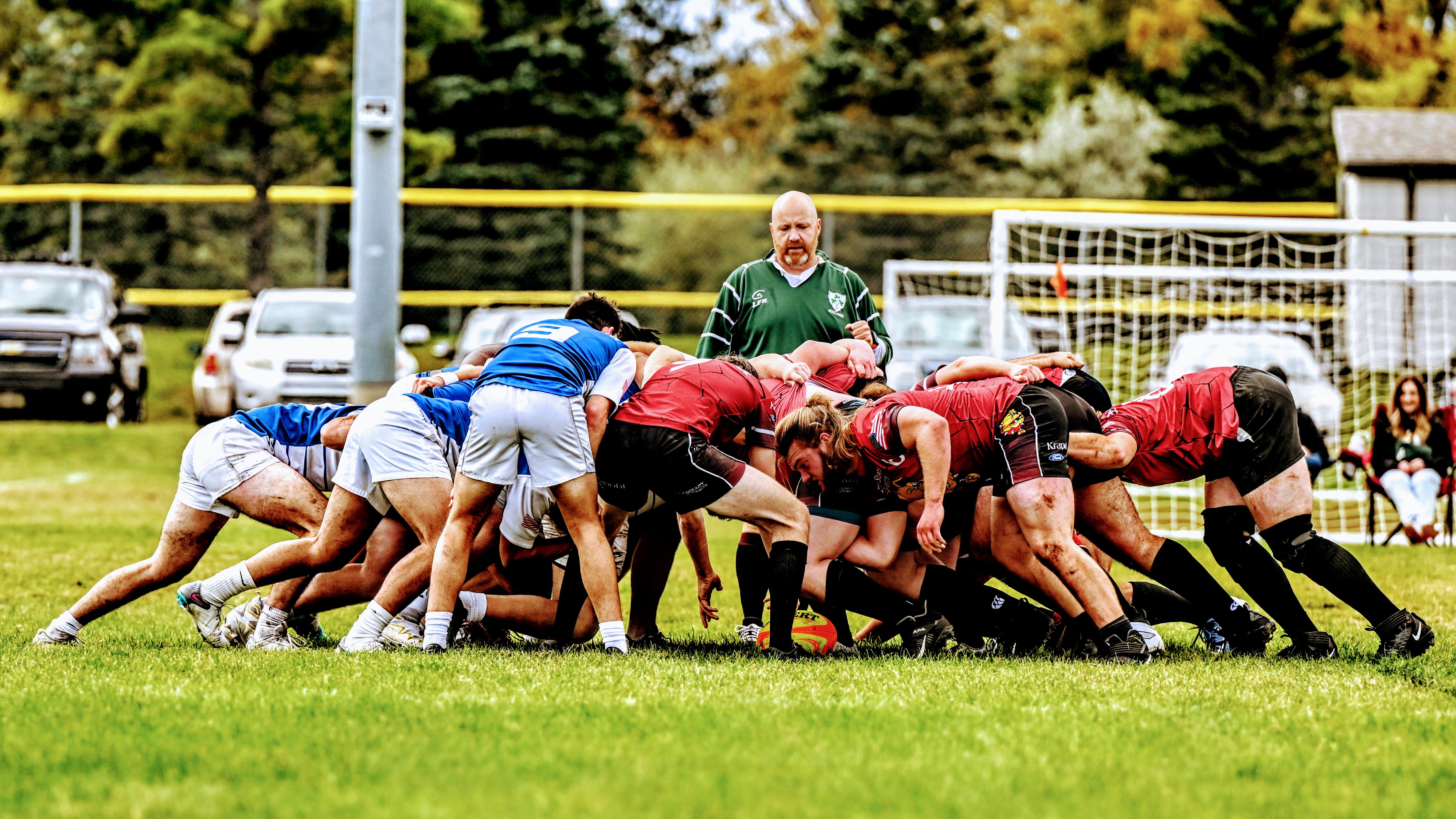 Ferris State forwards contesting a scrum